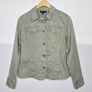 Women's Charter Club Sage Green Jean Jacket Medium Streetwear Preppy Feminine